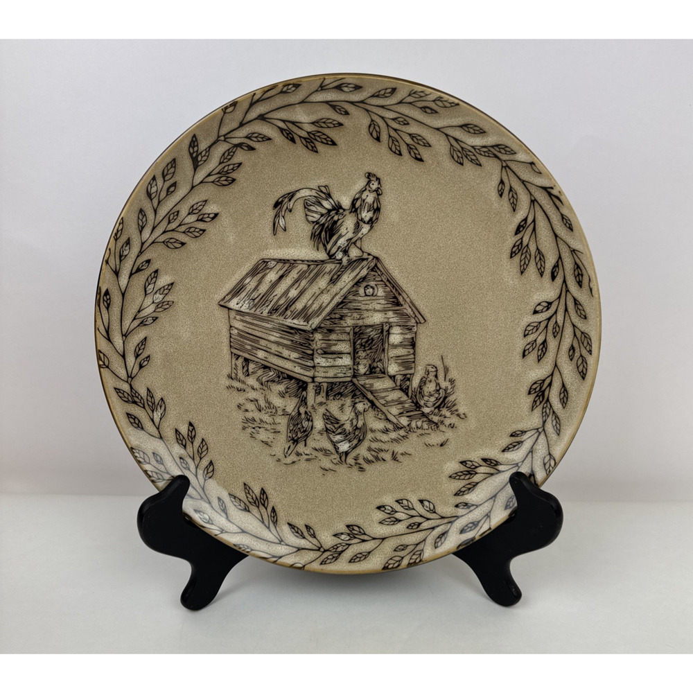 Pfaltzgraff Farmhouse Rooster Style 10-3/4” Dinner Plate Country Farm Chickens